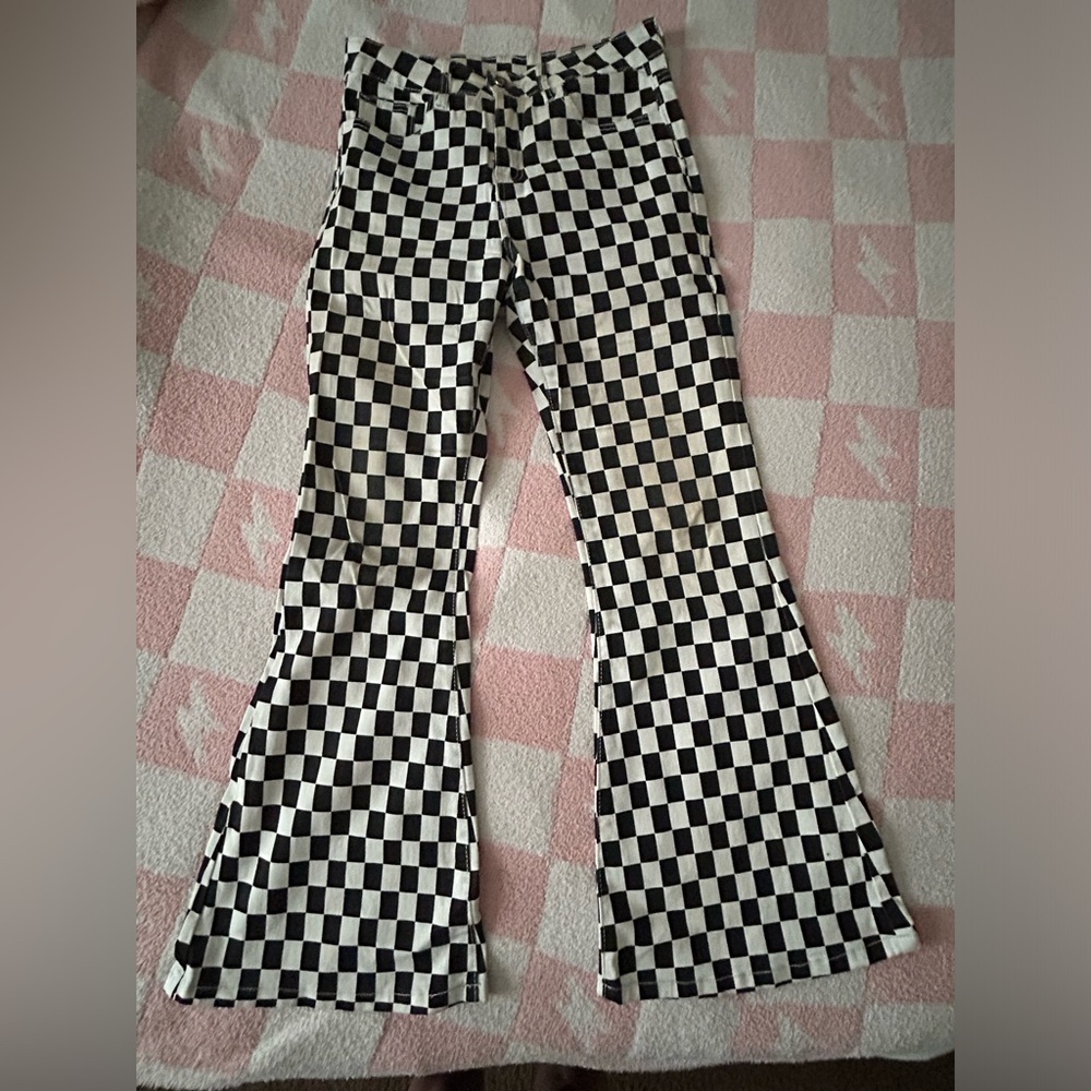 Black and White Checkered Bell Bottoms